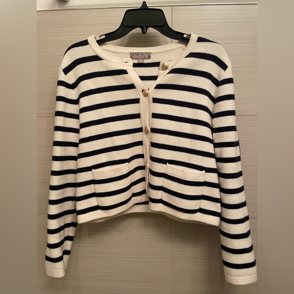 J CREW Emilie Sweater Lady Jacket in Stripe